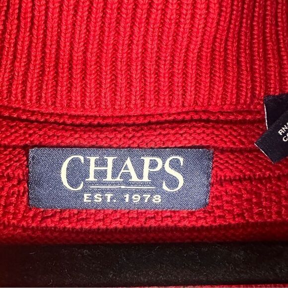 Chaps 1/4 Zip Up Long Sleeve Red Sweater Size XL NWT 📦 - Picture 6 of 9